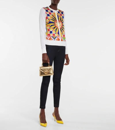 Shop Dolce & Gabbana Printed Silk Cardigan In Multicoloured