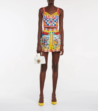 Dolce & Gabbana Printed Stretch Cotton-blend Bustier In Multicolor |  ModeSens