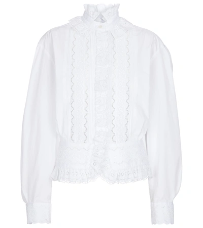 Shop Rabanne Broderie Anglaise Blouse In White