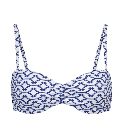 Shop Heidi Klein Mykonos Printed Bandeau Bikini Top In Blue