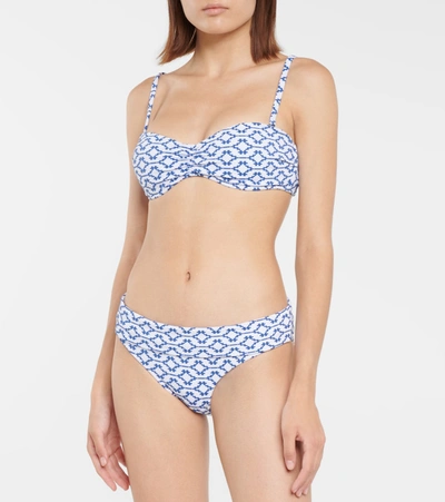 Heidi Klein Mykonos Printed Bandeau Bikini Top In Blue
