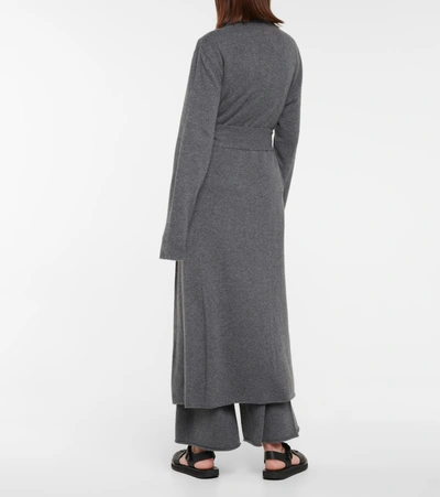Shop Jil Sander Belted Cashmere Wrap Cardigan In Grey