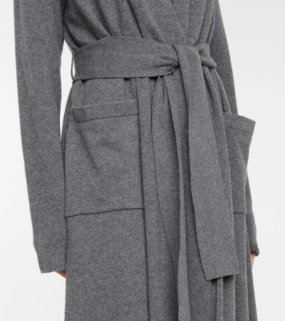 Shop Jil Sander Belted Cashmere Wrap Cardigan In Grey