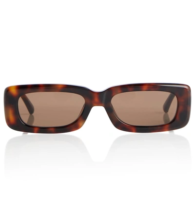 Shop Attico X Linda Farrow Marfa Mini Tortoiseshell Sunglasses In Multicoloured