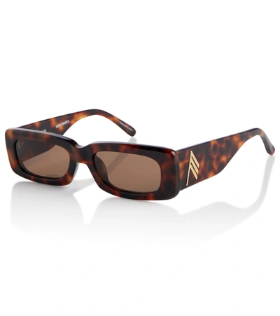 Shop Attico X Linda Farrow Marfa Mini Tortoiseshell Sunglasses In Multicoloured