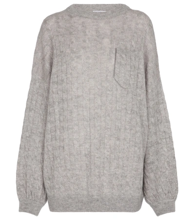 Shop Brunello Cucinelli Cable-knit Mohair-blend Sweater In Grey