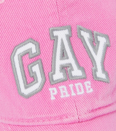 Shop Balenciaga Pride Cotton Cap In Pink