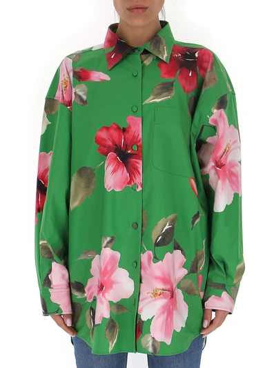 Shop Valentino Floral Printed Buttoned Shirt In Multi