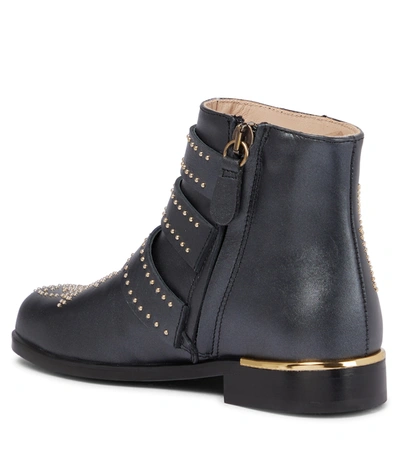 Shop Chloé Embellished Leather Ankle Boots In Black