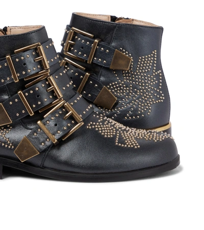 Shop Chloé Embellished Leather Ankle Boots In Black