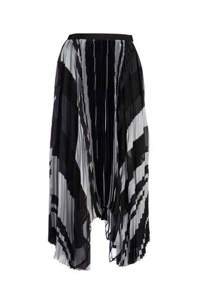 Shop Sacai Asymmetric Pleated Skirt In Multi