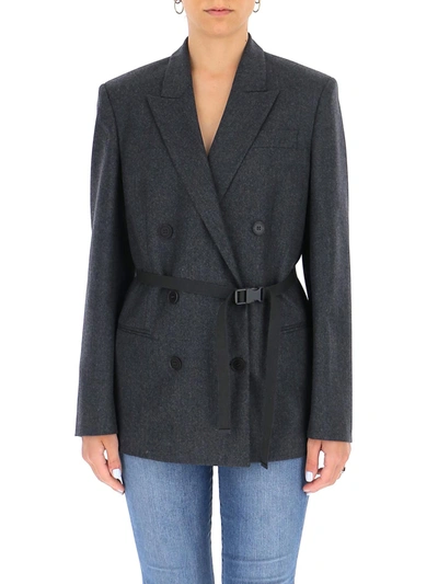 Shop Stella Mccartney Double Breasted Tailored Jacket In Grey