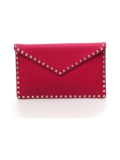 Shop Valentino Garavani Rockstud Envelope Clutch Bag In Red