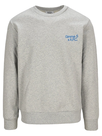 Shop Apc A.p.c. Michele Logo Print Sweatshirt In Grey