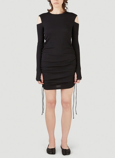 Shop Helmut Lang Ribbed Lacing Dress In Black