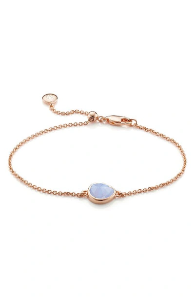 Shop Monica Vinader 'mini Siren' Fine Chain Bracelet In Rose Gold/ Blue Lace Agate