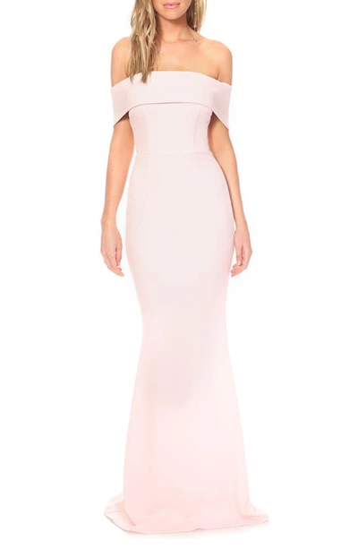 Shop Katie May Legacy Off The Shoulder Trumpet Gown In Blushdnu