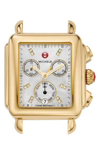 Shop Michele Deco Diamond Dial Watch Case, 33mm X 35mm In Gold