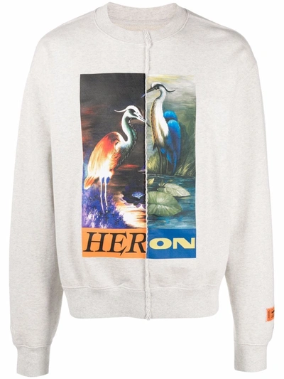 Shop Heron Preston Graphic Logo-print Sweatshirt In Grau
