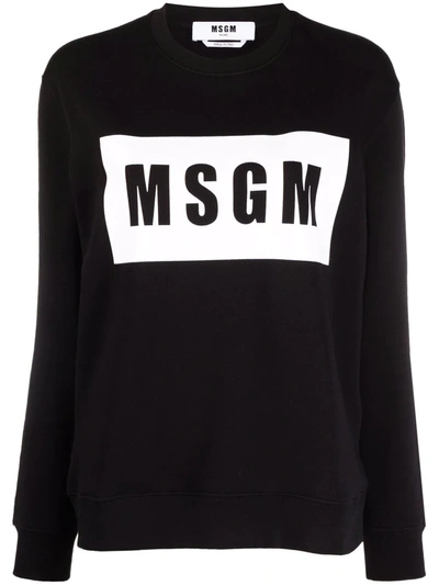 Msgm Logo-print Long-sleeve Sweatshirt In Schwarz