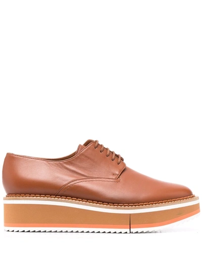 Shop Clergerie Chunky Lace-up Leather Shoes In Braun
