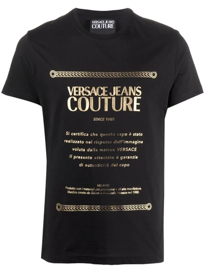 Shop Versace Jeans Couture Logo-print Cotton T-shirt In Schwarz