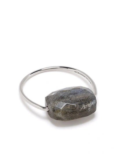 Shop Morganne Bello 18kt White Gold Cushion Stone Labradorite Ring In Silber