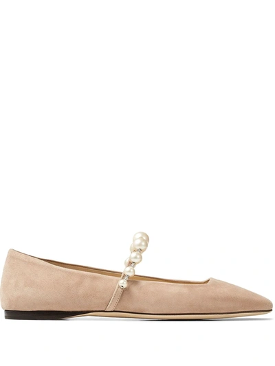 Shop Jimmy Choo Ade Square-toe Ballerina Shoes In Rosa