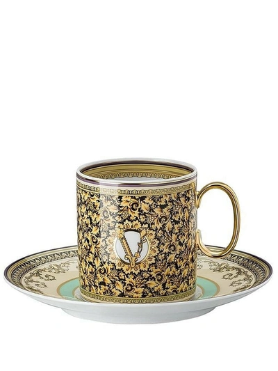 Shop Versace Barocco Mosaic Cup And Saucer In Weiss