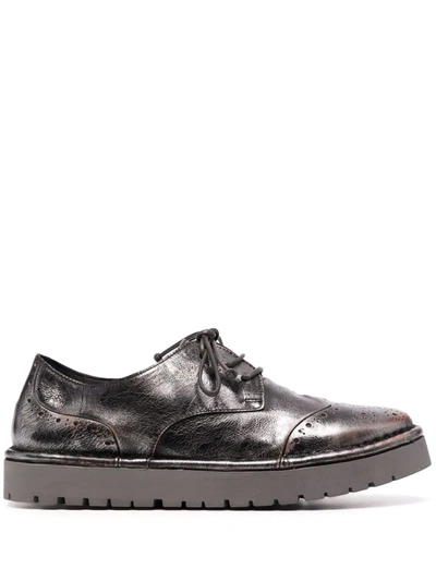 Shop Marsèll Metallic-effect Leather Brogues In Silber