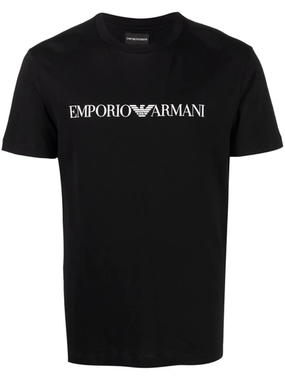 Emporio Armani T-shirt With Round Neck And Short Sleeves In Schwarz