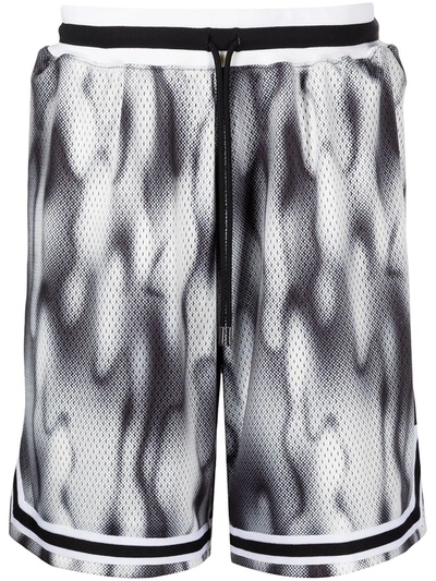 Shop John Elliott Game Abstract-print Running Shorts In Smokescreen