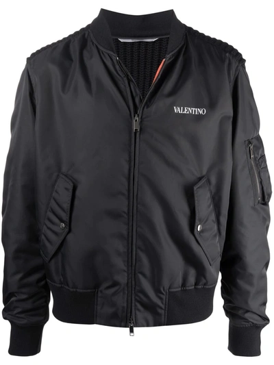 Shop Valentino Logo-print Bomber Jacket In Schwarz