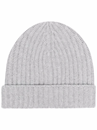 Shop Malo Ribbed-knit Cashmere Beanie In Silber