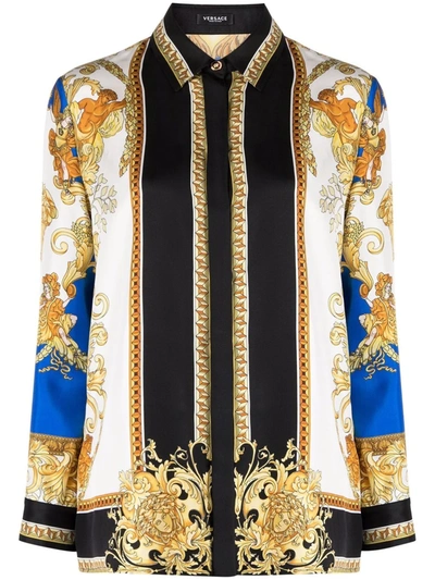 Shop Versace Medusa Renaissance-print Silk Shirt In Weiss