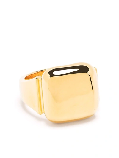 Shop Bottega Veneta Square Signet Ring In Gold