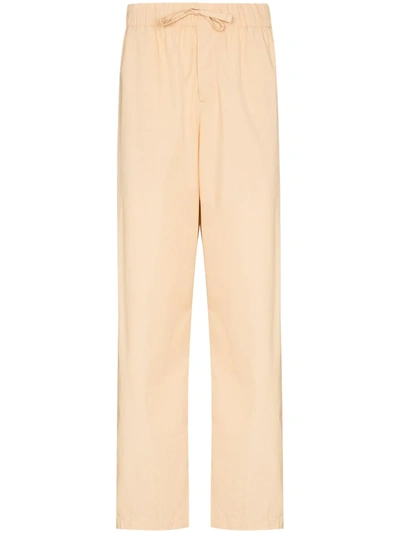 Shop Tekla Drawstring Poplin Pajama Bottoms In Neutrals