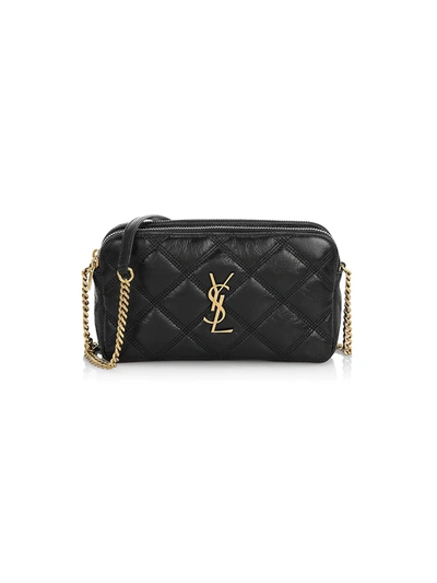 Shop Saint Laurent Becky Double-zip Leather Pouch In Nero