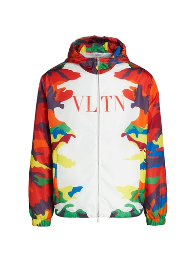 Shop Valentino Vltn Multi Camo Zip-up Jacket In White Multi