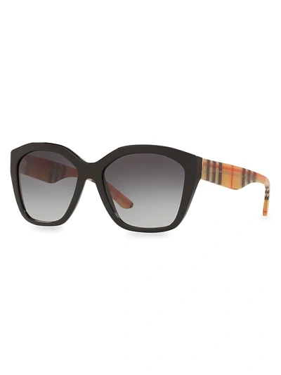Shop Burberry 57mm Irregular Square Sunglasses In Black Grey
