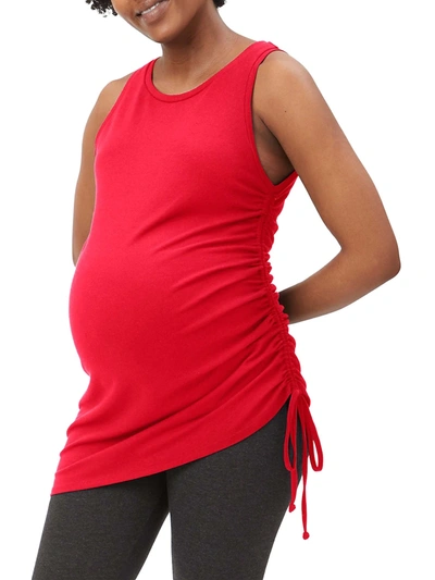Shop Stowaway Collection Women's Asymmetric Maternity Tie Top In Crimson