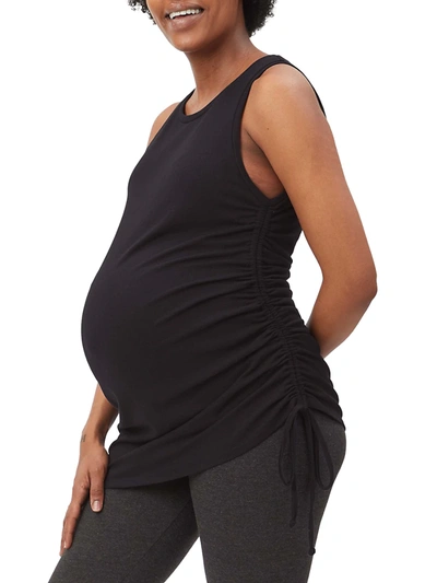 Shop Stowaway Collection Women's Asymmetric Maternity Tie Top In Black