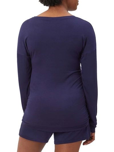 Shop Stowaway Collection Women's Lightweight Long Sleeve Loungewear Maternity T-shirt In Navy