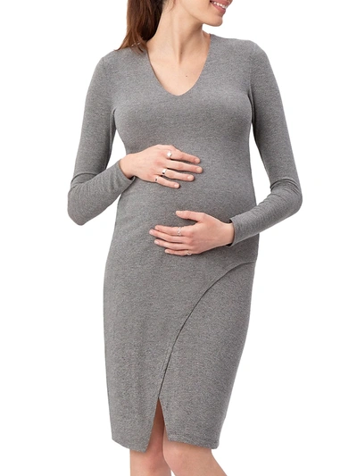 Shop Stowaway Collection Women's Petite Lenox Maternity Dress In Grey