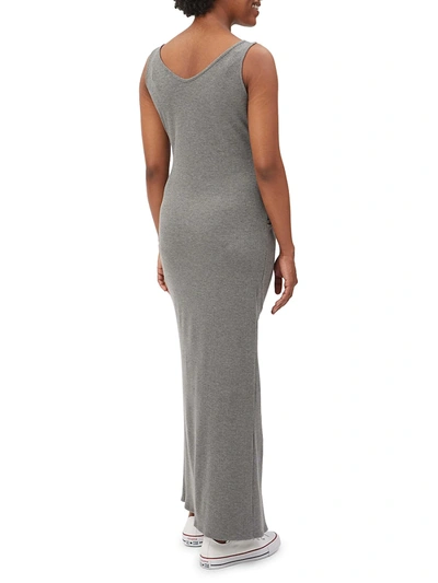 Shop Stowaway Collection Maxi Rib-knit Maternity Dress In Charcoal