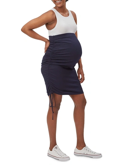 Shop Stowaway Collection Women's Over Under Maternity Skirt In Navy