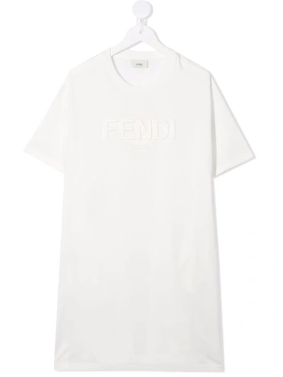 Shop Fendi Logo-lettering T-shirt In White