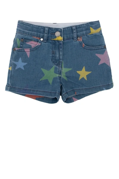 Shop Stella Mccartney Kids Star Printed Denim Shorts In Blue