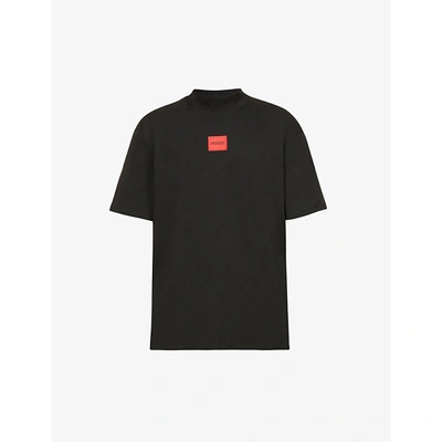 Shop Hugo Mens Black Logo-print Funnel-neck Cotton T-shirt Xxl