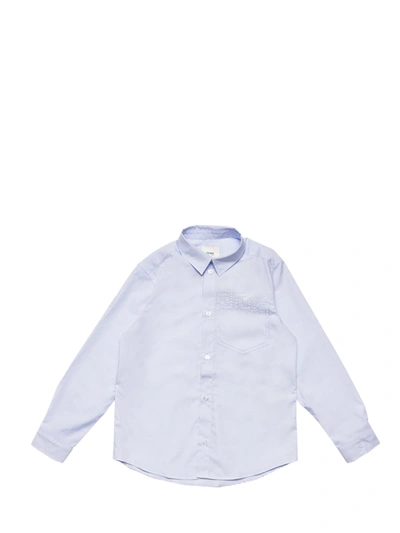 Shop Fendi Kids Ff Embroidered Shirt In Blue
